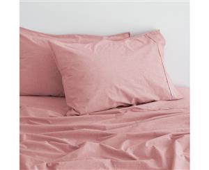 Vintage Softwash 100% Cotton Sheet Set - King Dusky Red Melange