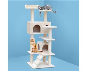 i.Pet Cat Tree Trees Scratching Post Scratcher Tower Condo House Furniture Wood Beige 134cm