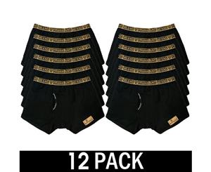 12 Black Pack Frank and Beans Underwear Mens Cotton Boxer Briefs S M L XL XXL Trunks - Midnight Gold Modal