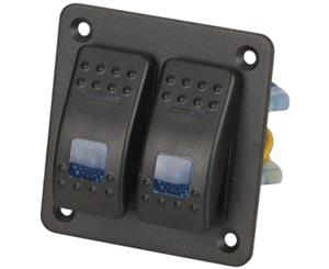 2 Way Illuminated Blue Rocker Switch Panel