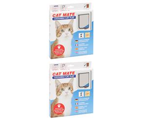 2x Cat Mate 2-Way Locking Flap Lockable Door Home Access/Barrier for Pet Cat WHT