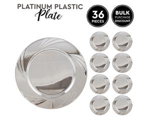 36x Home Kitchen Dinnerware Disposable Side Plate 16.5cm Plastic Platinum