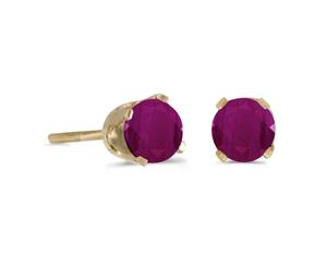 4 mm Round Ruby Screw-back Stud Earrings in 14k Yellow Gold