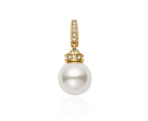 Affinity Pearl Bulb Charm with White Crystal Pearl - Rhodium Plated