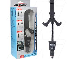 Ansmann Smartphone Car Holder with USB Charger