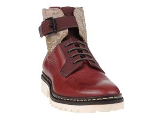 Ateliers Heschung Men's Casual Tweed Ankle Boots - Maroon