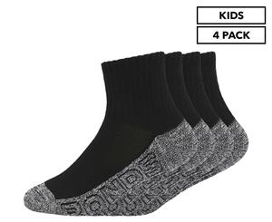 Bonds Kids' Logo Light Quarter Crew Socks 4-Pack - Black/Grey