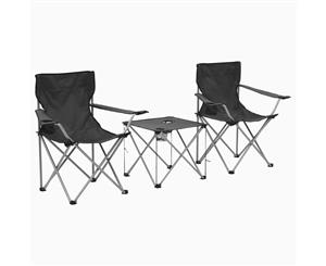 Camping Table and Chair Set 3 Piece Grey Outdoor Beach Picnic Furniture