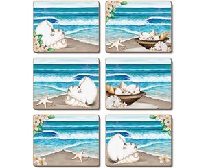 Country Kitchen PARADISE Cork Backed Coasters Set 6 Cinnamon