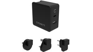 Cygnett Flow+ Dual USB-C/USB-A 57W PD Travel Wall Charger