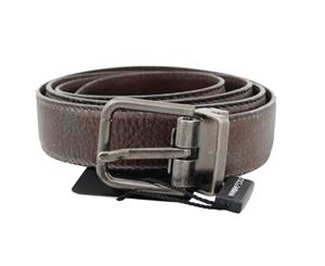 Dolce & Gabbana Brown Vintage Leather Silver Buckle Belt