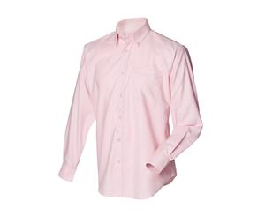 Henbury Mens Long Sleeve Classic Oxford Work Shirt (Pink) - RW637