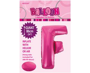 Hot Pink F Alphabet Foil Balloon 86cm