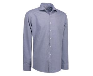 Id Mens Dobby Rome Shirt Long Sleeve Modern Fit (Navy) - ID498