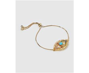 Izoa Mackenzie Evil Eye Bracelet Gold