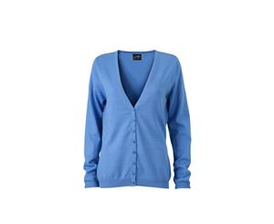 James And Nicholson Womens/Ladies V-Neck Cardigan (Glacier Blue) - FU726