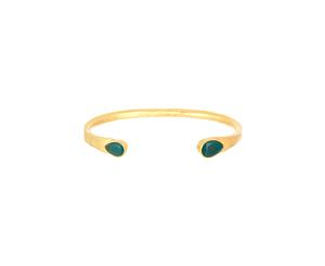 Johnny Was 18K Over Silver Green Agate Waterdrop Bangle