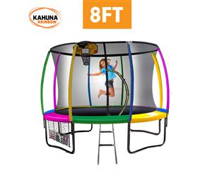 Kahuna Trampoline 8 ft with Basketball set - Rainbow