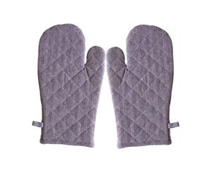 Kitchen Cooking Oven Gloves Set of 2 Herringbone BLACK Pot Mitts