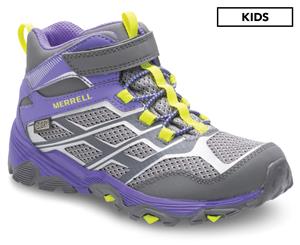 Merrell Girls' Moab FST Mid A/C Waterproof Trail Running Hiking Boot - Grey/Purple