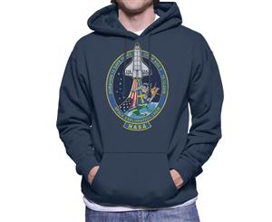 NASA STS 116 Discovery Mission Badge Distressed Men's Hooded Sweatshirt - Navy Blue