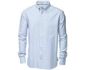 Nimbus Mens Rochester Classic Long Sleeved Cotton Oxford Shirt - White / Light Blue