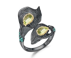 Olivia Yip - Black Against Green Gems Women's Ring