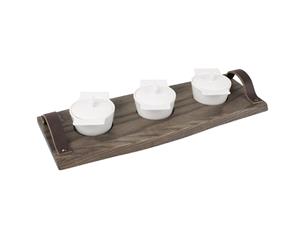 Olympia Ash Serving Platter with Leather Handles 370mm