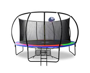 POP MASTER 14FT FIBERGLASS CURVED TRAMPOLINE WITH BASKETBALL HOOP SAFETY NET