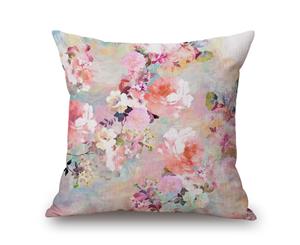 Pink Flowers on Cotton&linen Pillow Cover 80664