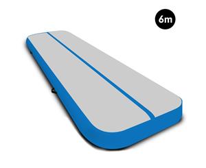 Powertrain 6m x 2m Airtrack Tumbling Mat Gymnastics Exercise Grey Blue