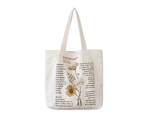 Printed Letters Women's Canvas Tote Bag - White