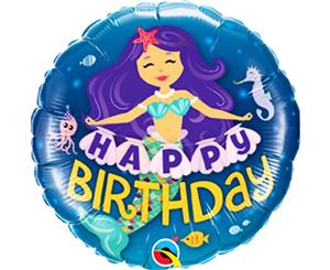 Qualatex 18In Happy Birthday Mermaid Foil Balloon (Blue) - SG15490