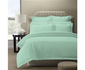 Royal Comfort Queen 1200 Thread Count Damask Stripe Cotton Blend Quilt Cover Set Mist