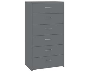 Sideboard with 7 Drawers High Gloss Grey 50x34x96cm Chipboard Cabinet