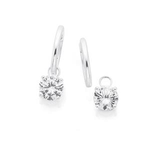 Silver 4 Claw CZ Drop On Huggie Earrings