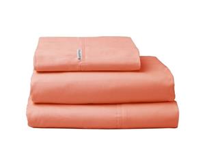 Single Bed Size - Logan & Mason Cotton Sheet Set Papaya - Coral Orange