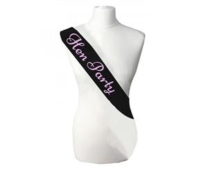 Single Layer Black with Pink Satin Hens Night Party Text Sash Banner 160cm x 80cm x 10cm