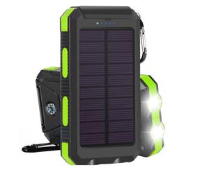 TODO 8000Mah Solar Power Bank Mobile Phone Usb Iphone Charger Led Torch - Black Green