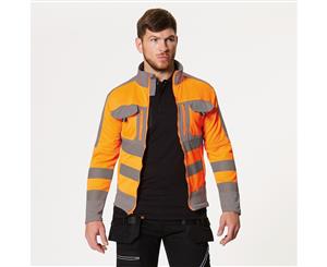 Tactical Threads Mens Hi Vis Power Fleece Workwear Jacket - Orange/Grey