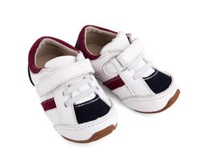 Toddler Leather Trainers White/Navy/Red