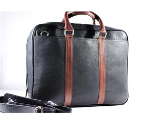 URBANBOGAN Berry Black Laptop Leather Bag