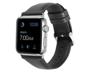 WIWU Dermal Watch Band Genuine Leather Replacement Strap Wristband For Apple Watch Series 5 4 3 2 1-Black