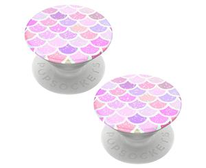 2PK PopSockets Universal Swappable PopGrip Holder/Stand w/ Base Glitter Mermaid