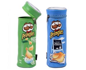 2pc Helix Pringles Pencil Case/Pouch School/Art Drawing Pens Organiser GRN/BL