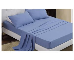 4 Piece Bed Sheet SetFlatFittedPillowcases SAPPHIRE