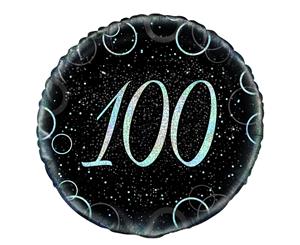 45cm Glitz Silver 100th Birthday Foil Balloon