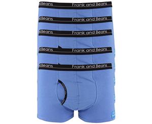 5 Pack Boxer Briefs Frank and Beans Underwear Mens Cotton S M L XL XXL Trunks - Blue