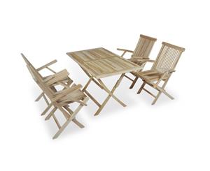 5 Piece Solid Teak Wood Outdoor Dining Set Garden Table Chair Furniture