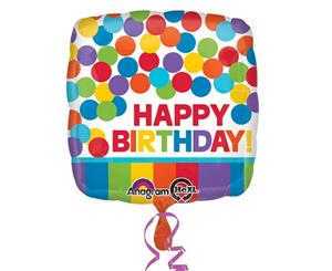 Amscan Rainbow Polka Dot Design Happy Birthday Foil Balloon (Multicoloured) - SG7294